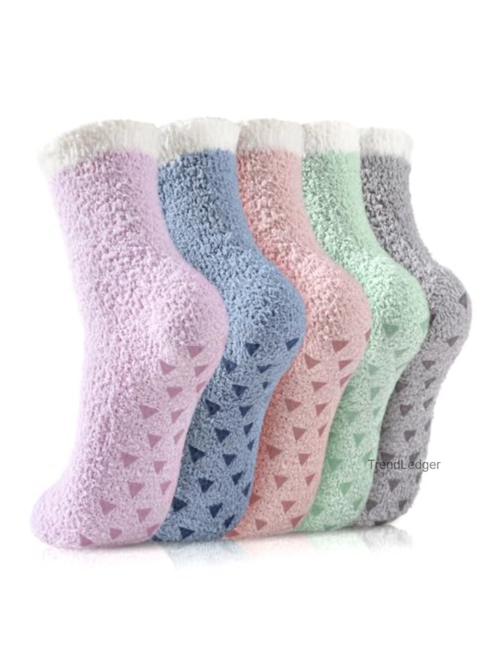 Fuzzy Slipper Socks Non Slip Grips Polyester Spandex Warm Winter